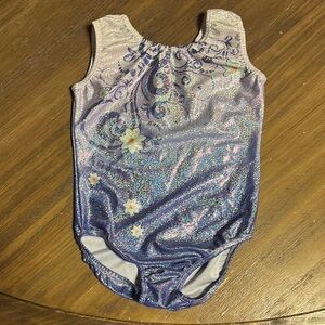 Girls Sparkle Purple Floral Gymnastics Leotard